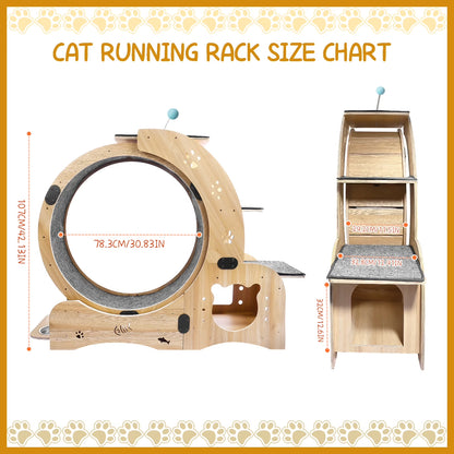 6-In-1 Cat Exercise Wheel, Upgraded Indoor Cat Running Wheel with Silent Track, Large Cat Treadmill for Exercise & Play, Cat Walking Wheel, Cat Furniture & Cat Toy