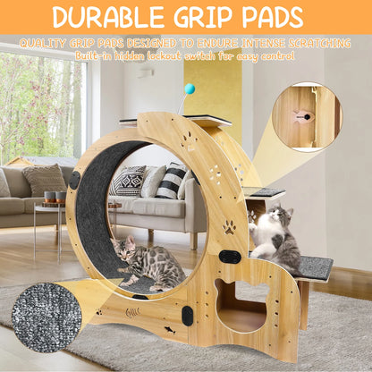 6-In-1 Cat Exercise Wheel, Upgraded Indoor Cat Running Wheel with Silent Track, Large Cat Treadmill for Exercise & Play, Cat Walking Wheel, Cat Furniture & Cat Toy